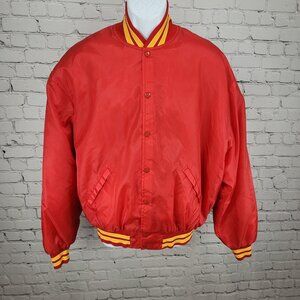 VTG Birdie Racing Products Red Snapped Bomber Jacket USA Made Retro Large L